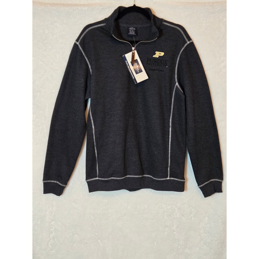 Charles River Purdue University Mens Small Pullover Charcoal Conway Flatback Rib